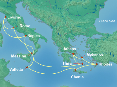 Mediterranean Cruise Itinerary Map