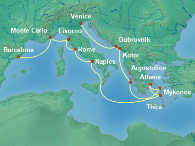 Mediterranean Cruise Itinerary Map