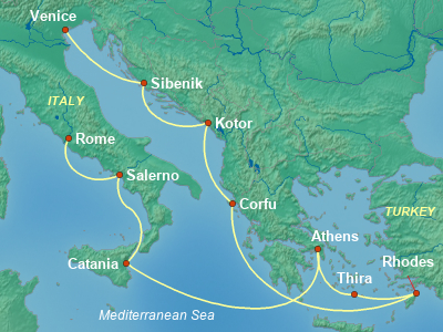 Mediterranean Cruise Itinerary Map
