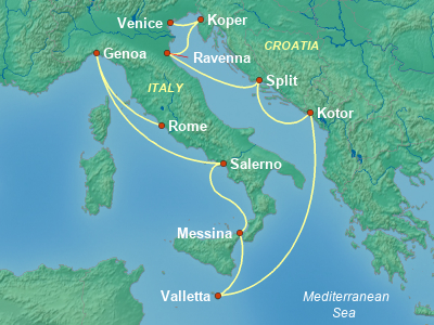 Mediterranean Cruise Itinerary Map