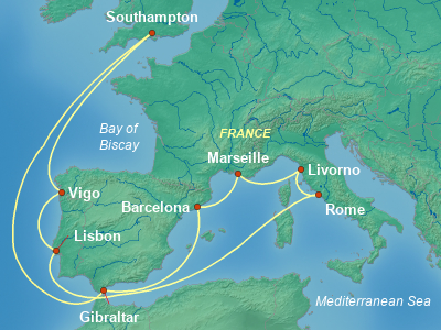 Mediterranean Cruise Itinerary Map