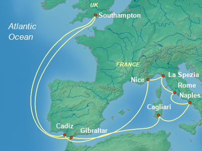 Mediterranean Cruise Itinerary Map