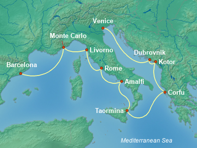 Mediterranean Cruise Itinerary Map