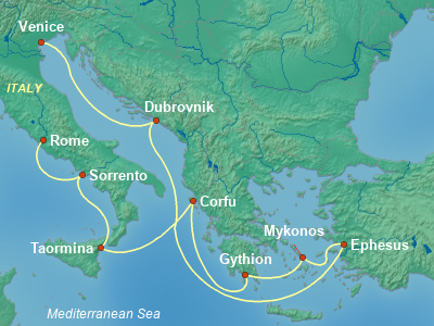Mediterranean Cruise Itinerary Map