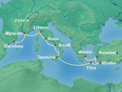 Mediterranean Cruise Itinerary Map