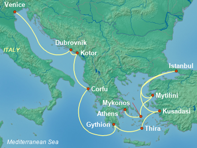 Mediterranean Cruise Itinerary Map