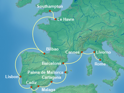Mediterranean Cruise Itinerary Map