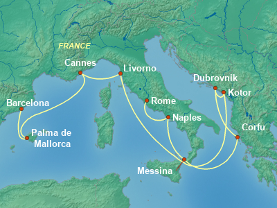 Mediterranean Cruise Itinerary Map