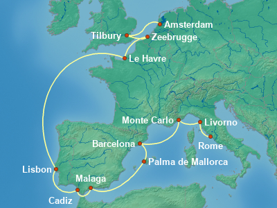 Mediterranean Cruise Itinerary Map