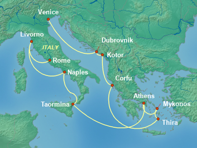 Mediterranean Cruise Itinerary Map