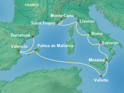 Mediterranean Cruise Itinerary Map
