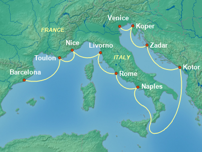 Mediterranean Cruise Itinerary Map