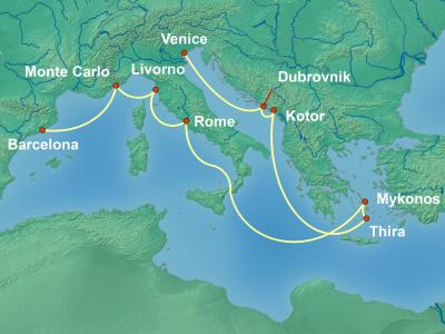Mediterranean Cruise Itinerary Map