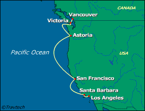 United States, Canada Cruise Itinerary Map