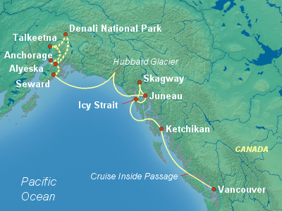 Alaska Cruise Itinerary Map