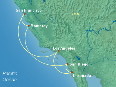 United States, Canada Cruise Itinerary Map
