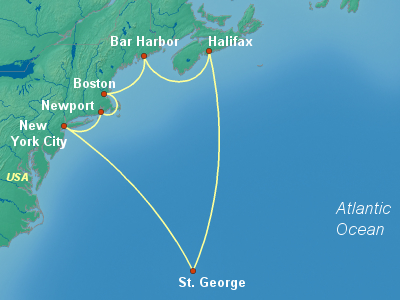 United States, Canada Eastern Cruise Itinerary Map