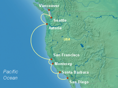 United States, Canada Cruise Itinerary Map