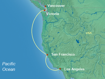 United States, Canada Cruise Itinerary Map