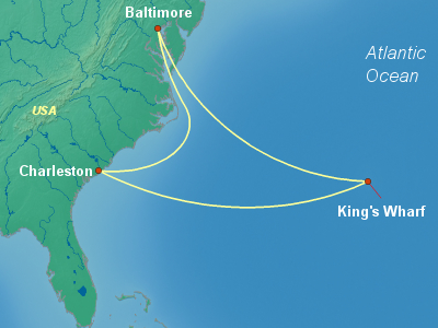 United States, Canada Eastern Cruise Itinerary Map