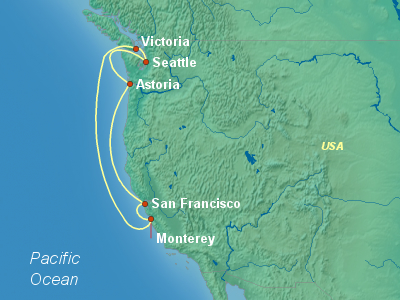 United States, Canada Cruise Itinerary Map