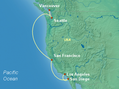 United States, Canada Cruise Itinerary Map