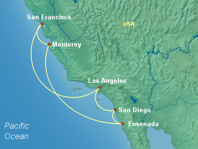 United States, Canada Cruise Itinerary Map
