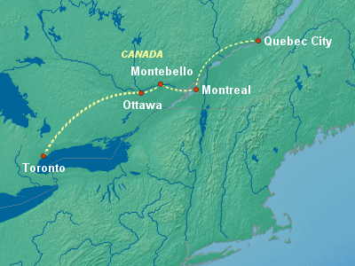 United States, Canada Eastern Cruise Itinerary Map