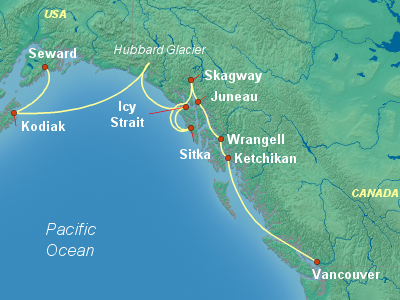 Alaska Cruise Itinerary Map