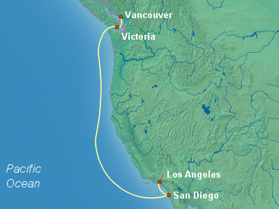 United States, Canada Cruise Itinerary Map