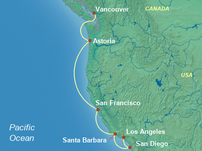 United States, Canada Cruise Itinerary Map