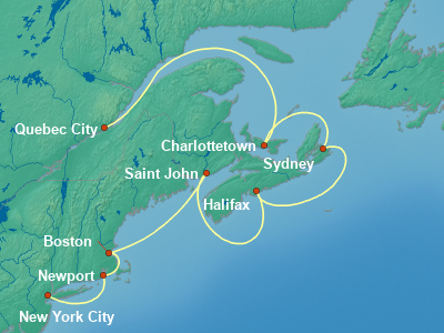 United States, Canada Eastern Cruise Itinerary Map