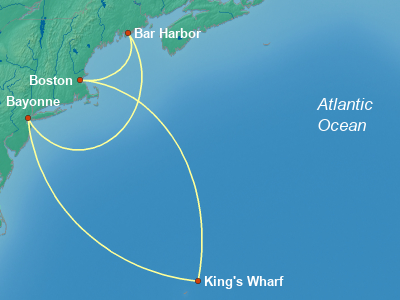 United States, Canada Eastern Cruise Itinerary Map