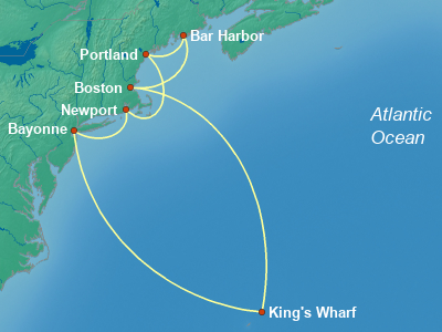 United States, Canada Eastern Cruise Itinerary Map