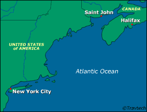 United States, Canada Eastern Cruise Itinerary Map