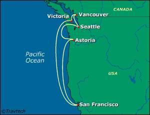 United States, Canada Cruise Itinerary Map