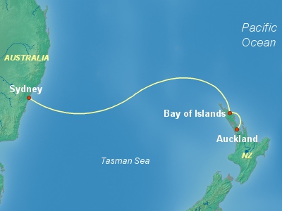 Australia, New Zealand Cruise Itinerary Map