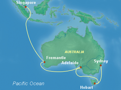 Australia, New Zealand Cruise Itinerary Map
