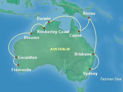 Australia, New Zealand Cruise Itinerary Map