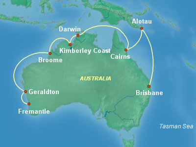 Australia, New Zealand Cruise Itinerary Map