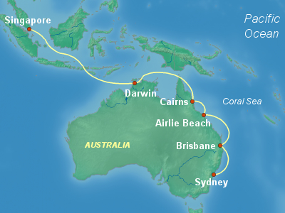 Australia, New Zealand Cruise Itinerary Map