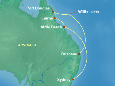 Australia, New Zealand Cruise Itinerary Map