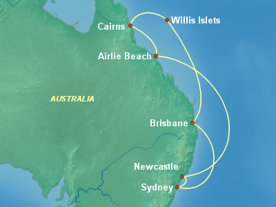 Australia, New Zealand Cruise Itinerary Map
