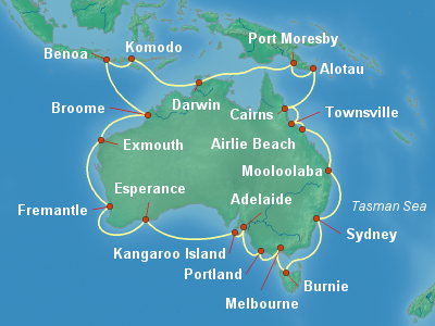 Australia, New Zealand Cruise Itinerary Map