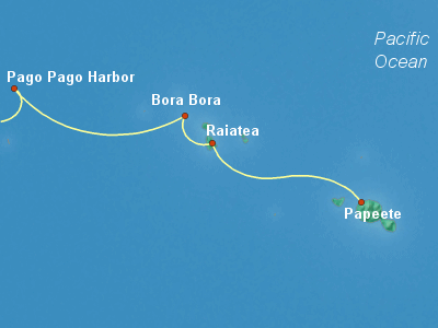 Hawaii, Tahiti, Pacific Islands Cruise Itinerary Map