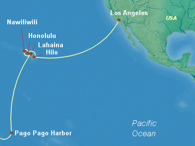 Hawaii, Tahiti, Pacific Islands Cruise Itinerary Map
