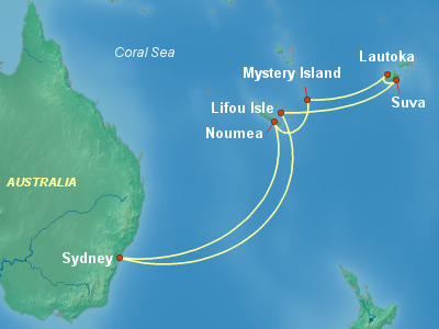 Australia, New Zealand Cruise Itinerary Map