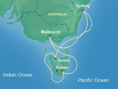 Australia, New Zealand Cruise Itinerary Map