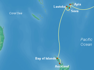 Australia, New Zealand Cruise Itinerary Map