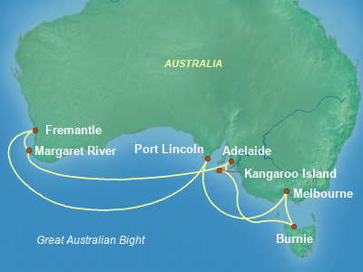 Australia, New Zealand Cruise Itinerary Map